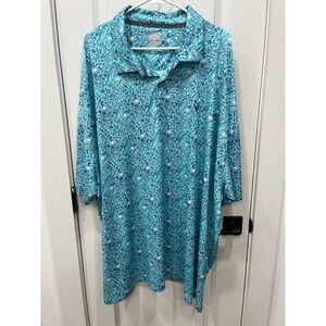 Callaway Opti-Dri Mens Long Sleeve Golf Polo Shirt Aqua Cocktail Print 4XL